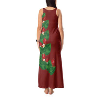Hawaiian Taro Leaves-Hibiscus and Plumeria Tank Maxi Dress Polynesian Art-Kakau Tattoo Red LT03 - Polynesian Pride