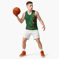 Hawaiian Taro Leaves-Hibiscus and Plumeria Basketball Jersey Polynesian Art-Kakau Tattoo Green LT03 - Polynesian Pride