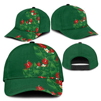 Hawaiian Taro Leaves-Hibiscus and Plumeria Classic Cap Polynesian Art-Kakau Tattoo Green