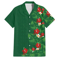 Hawaiian Taro Leaves-Hibiscus and Plumeria Family Matching Mermaid Dress and Hawaiian Shirt Polynesian Art-Kakau Tattoo Green LT03 Dad's Shirt - Short Sleeve Green - Polynesian Pride