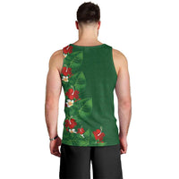 Hawaiian Taro Leaves-Hibiscus and Plumeria Men Tank Top Polynesian Art-Kakau Tattoo Green LT03 - Polynesian Pride