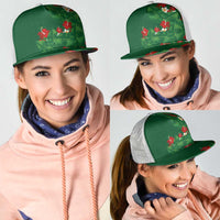 Hawaiian Taro Leaves-Hibiscus and Plumeria Mesh Trucker Cap Polynesian Art-Kakau Tattoo Green