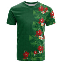 Hawaiian Taro Leaves-Hibiscus and Plumeria T Shirt Polynesian Art-Kakau Tattoo Green LT03 Green - Polynesian Pride