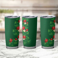 Hawaiian Taro Leaves-Hibiscus and Plumeria Tumbler Cup Polynesian Art-Kakau Tattoo Green LT03 - Polynesian Pride