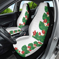 Hawaiian Taro Leaves-Hibiscus and Plumeria Car Seat Cover Polynesian Art-Kakau Tattoo White LT03 - Polynesian Pride