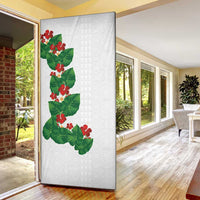 Hawaiian Taro Leaves-Hibiscus and Plumeria Door Cover Polynesian Art-Kakau Tattoo White LT03 - Polynesian Pride