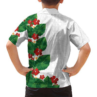 Hawaiian Taro Leaves-Hibiscus and Plumeria Hawaiian Shirt Polynesian Art-Kakau Tattoo White LT03 - Polynesian Pride