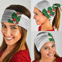 Hawaiian Taro Leaves-Hibiscus and Plumeria Neck Gaiter Polynesian Art-Kakau Tattoo White