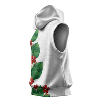 Hawaiian Taro Leaves-Hibiscus and Plumeria Sleeveless Hoodie Polynesian Art-Kakau Tattoo White LT03 - Polynesian Pride