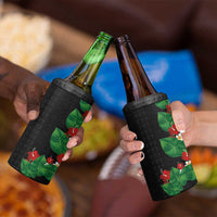Hawaiian Taro Leaves-Hibiscus and Plumeria 4 in 1 Can Cooler Tumbler Polynesian Art-Kakau Tattoo Black LT03 - Polynesian Pride