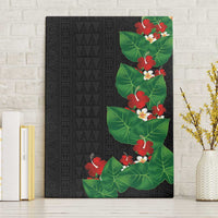 Hawaiian Taro Leaves-Hibiscus and Plumeria Canvas Wall Art Polynesian Art-Kakau Tattoo Black
