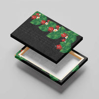 Hawaiian Taro Leaves-Hibiscus and Plumeria Canvas Wall Art Polynesian Art-Kakau Tattoo Black