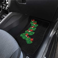 Hawaiian Taro Leaves-Hibiscus and Plumeria Car Mats Polynesian Art-Kakau Tattoo Black