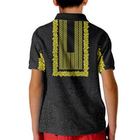Philippines Polynesian Jasmine Pattern Kid Polo Shirt With Barong Tagalog Black Style