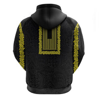 Philippines Polynesian Jasmine Pattern Zip Hoodie With Barong Tagalog Black Style