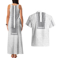 Philippines Polynesian Jasmine Pattern Couples Matching Tank Maxi Dress and Hawaiian Shirt With Barong Tagalog White Style LT03 - Polynesian Pride