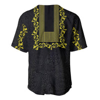 Philippines Polynesian Floral Pattern Baseball Jersey With Barong Tagalog Black Style