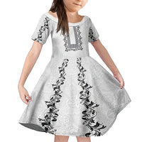 Philippines Polynesian Floral Pattern Family Matching Tank Maxi Dress and Hawaiian Shirt With Barong Tagalog White Style