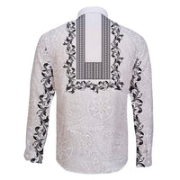 Philippines Polynesian Floral Pattern Family Matching Tank Maxi Dress and Hawaiian Shirt With Barong Tagalog White Style