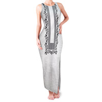 Philippines Polynesian Floral Pattern Family Matching Tank Maxi Dress and Hawaiian Shirt With Barong Tagalog White Style