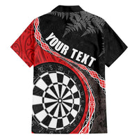 Personalised New Zealand Darts Family Matching Short Sleeve Bodycon Dress and Hawaiian Shirt Koru Tribal Tattoo and Silver Fern Maori Pattern Red Color LT03 - Polynesian Pride