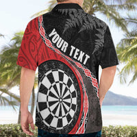 Personalised New Zealand Darts Hawaiian Shirt Koru Tribal Tattoo and Silver Fern Maori Pattern Red Color LT03 - Polynesian Pride