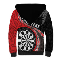 Personalised New Zealand Darts Sherpa Hoodie Koru Tribal Tattoo and Silver Fern Maori Pattern Red Color LT03 - Polynesian Pride