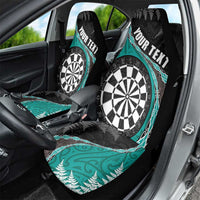 Personalised New Zealand Darts Car Seat Cover Koru Tribal Tattoo and Silver Fern Maori Pattern Teal Color LT03 - Polynesian Pride