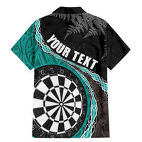 Personalised New Zealand Darts Family Matching Mermaid Dress and Hawaiian Shirt Koru Tribal Tattoo and Silver Fern Maori Pattern Teal Color LT03 - Polynesian Pride