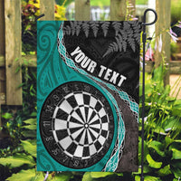 Personalised New Zealand Darts Garden Flag Koru Tribal Tattoo and Silver Fern Maori Pattern Teal Color LT03 Garden Flag Teal - Polynesian Pride