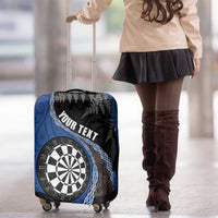 Personalised New Zealand Darts Luggage Cover Koru Tribal Tattoo and Silver Fern Maori Pattern Blue Color LT03 - Polynesian Pride