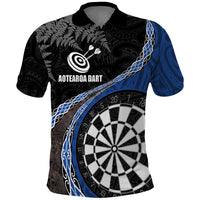 Personalised New Zealand Darts Polo Shirt Koru Tribal Tattoo and Silver Fern Maori Pattern Blue Color LT03 Blue - Polynesian Pride