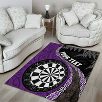 Personalised New Zealand Darts Area Rug Koru Tribal Tattoo and Silver Fern Maori Pattern Purple Color LT03 - Polynesian Pride