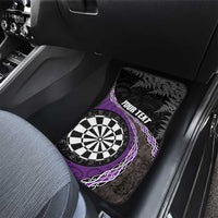 Personalised New Zealand Darts Car Mats Koru Tribal Tattoo and Silver Fern Maori Pattern Purple Color LT03 - Polynesian Pride