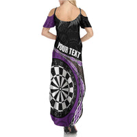 Personalised New Zealand Darts Family Matching Summer Maxi Dress and Hawaiian Shirt Koru Tribal Tattoo and Silver Fern Maori Pattern Purple Color LT03 - Polynesian Pride