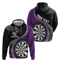 Personalised New Zealand Darts Hoodie Koru Tribal Tattoo and Silver Fern Maori Pattern Purple Color LT03 - Polynesian Pride