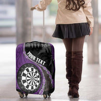Personalised New Zealand Darts Luggage Cover Koru Tribal Tattoo and Silver Fern Maori Pattern Purple Color LT03 - Polynesian Pride
