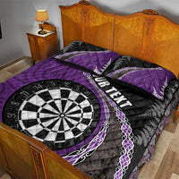 Personalised New Zealand Darts Quilt Bed Set Koru Tribal Tattoo and Silver Fern Maori Pattern Purple Color LT03 - Polynesian Pride