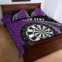 Personalised New Zealand Darts Quilt Bed Set Koru Tribal Tattoo and Silver Fern Maori Pattern Purple Color LT03 - Polynesian Pride