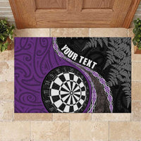Personalised New Zealand Darts Rubber Doormat Koru Tribal Tattoo and Silver Fern Maori Pattern Purple Color LT03 Purple - Polynesian Pride
