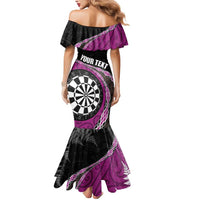 Personalised New Zealand Darts Mermaid Dress Koru Tribal Tattoo and Silver Fern Maori Pattern Pink Color LT03 - Polynesian Pride
