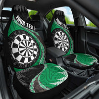Personalised New Zealand Darts Car Seat Cover Koru Tribal Tattoo and Silver Fern Maori Pattern Green Color LT03 One Size Green - Polynesian Pride
