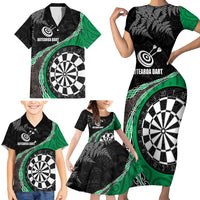 Personalised New Zealand Darts Family Matching Short Sleeve Bodycon Dress and Hawaiian Shirt Koru Tribal Tattoo and Silver Fern Maori Pattern Green Color LT03 - Polynesian Pride
