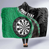Personalised New Zealand Darts Hooded Blanket Koru Tribal Tattoo and Silver Fern Maori Pattern Green Color LT03 One Size Green - Polynesian Pride