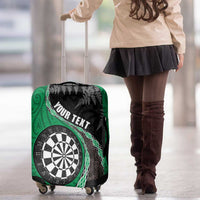 Personalised New Zealand Darts Luggage Cover Koru Tribal Tattoo and Silver Fern Maori Pattern Green Color LT03 - Polynesian Pride