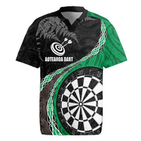 Personalised New Zealand Darts Rugby Jersey Koru Tribal Tattoo and Silver Fern Maori Pattern Green Color LT03 Green - Polynesian Pride