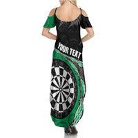 Personalised New Zealand Darts Summer Maxi Dress Koru Tribal Tattoo and Silver Fern Maori Pattern Green Color LT03 - Polynesian Pride