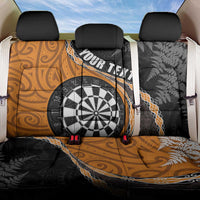 Personalised New Zealand Darts Back Car Seat Cover Koru Tribal Tattoo and Silver Fern Maori Pattern Orange Color LT03 One Size Orange - Polynesian Pride