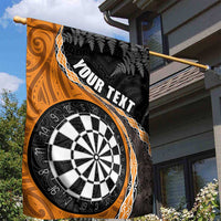 Personalised New Zealand Darts Garden Flag Koru Tribal Tattoo and Silver Fern Maori Pattern Orange Color LT03 - Polynesian Pride