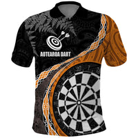 Personalised New Zealand Darts Polo Shirt Koru Tribal Tattoo and Silver Fern Maori Pattern Orange Color LT03 Orange - Polynesian Pride